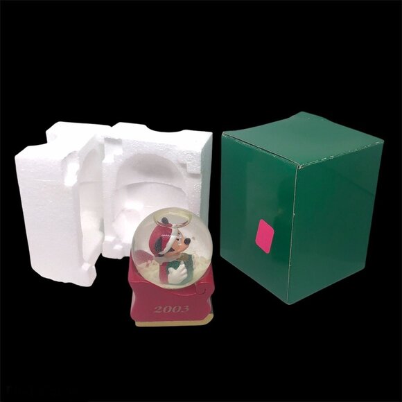 Disney Mickey Mouse Snow Globe 2003 Santa Sleigh JCPenney Exclusive - Picture 3 of 12